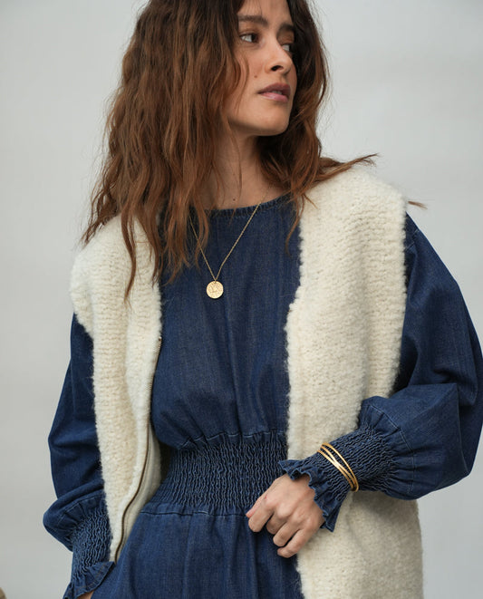 Sidney Wool Knitted Vest in Ecru