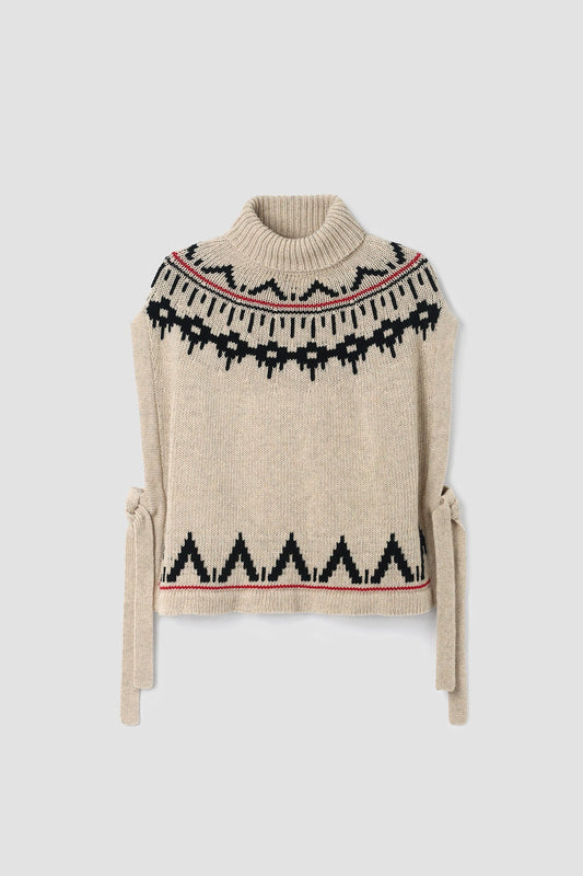 Kanon-Sue Recycled Wool Knitted Vest in Cream Marl Fairisle