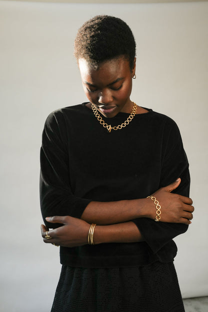 Divya Organic Cotton Velour Top in Black