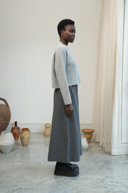 Leo Recycled Wool Knitted Jumper in Grey Marl
