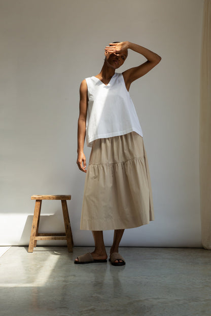Azure Organic Cotton Poplin Top in White