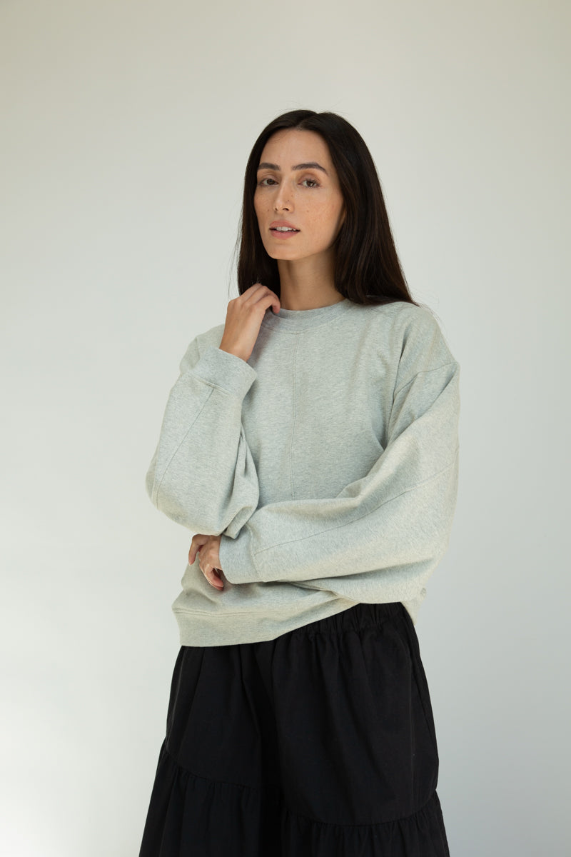 Hattie Organic Cotton Felpe Sweatshirt in Grey Marl