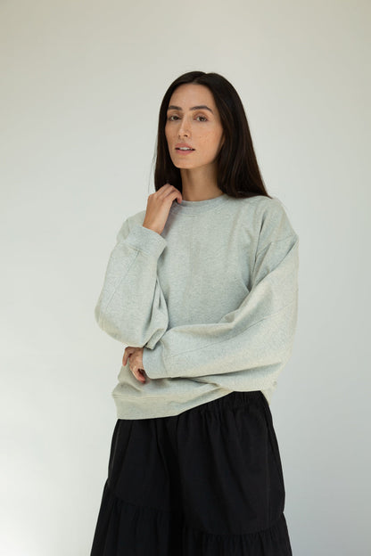 Hattie Organic Cotton Felpe Sweatshirt in Grey Marl