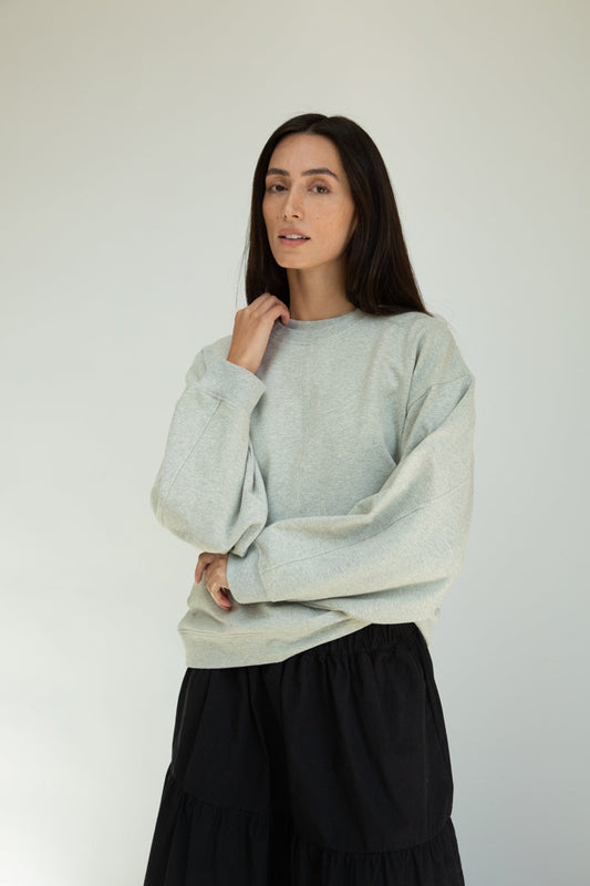 Hattie Organic Cotton Felpe Sweatshirt in Grey Marl