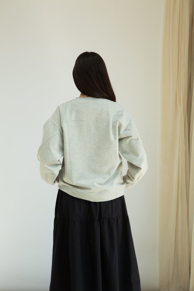 Hattie Organic Cotton Felpe Sweatshirt in Grey Marl