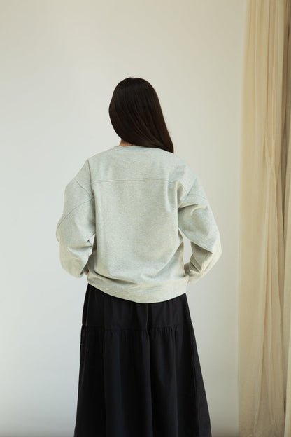 Hattie Organic Cotton Felpe Sweatshirt in Grey Marl