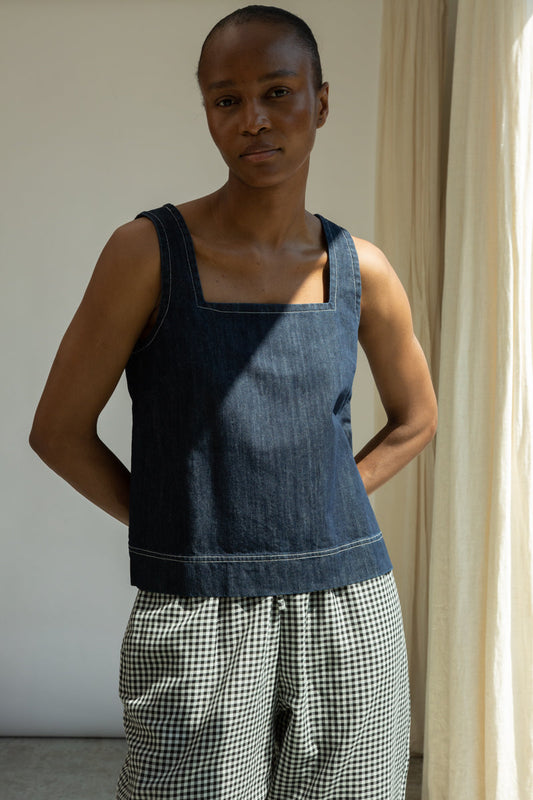 Jess-Leigh Organic Cotton Denim Vest in Indigo