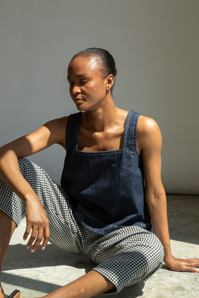 Jess-Leigh Organic Cotton Denim Vest in Indigo