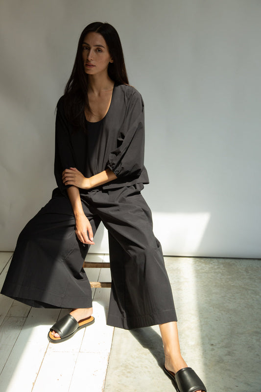 Mazu Organic Cotton Poplin Trouser in Black