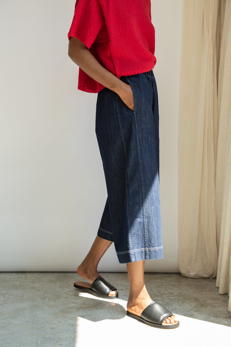 Nicole-Leigh Organic Cotton Denim Trousers in Indigo