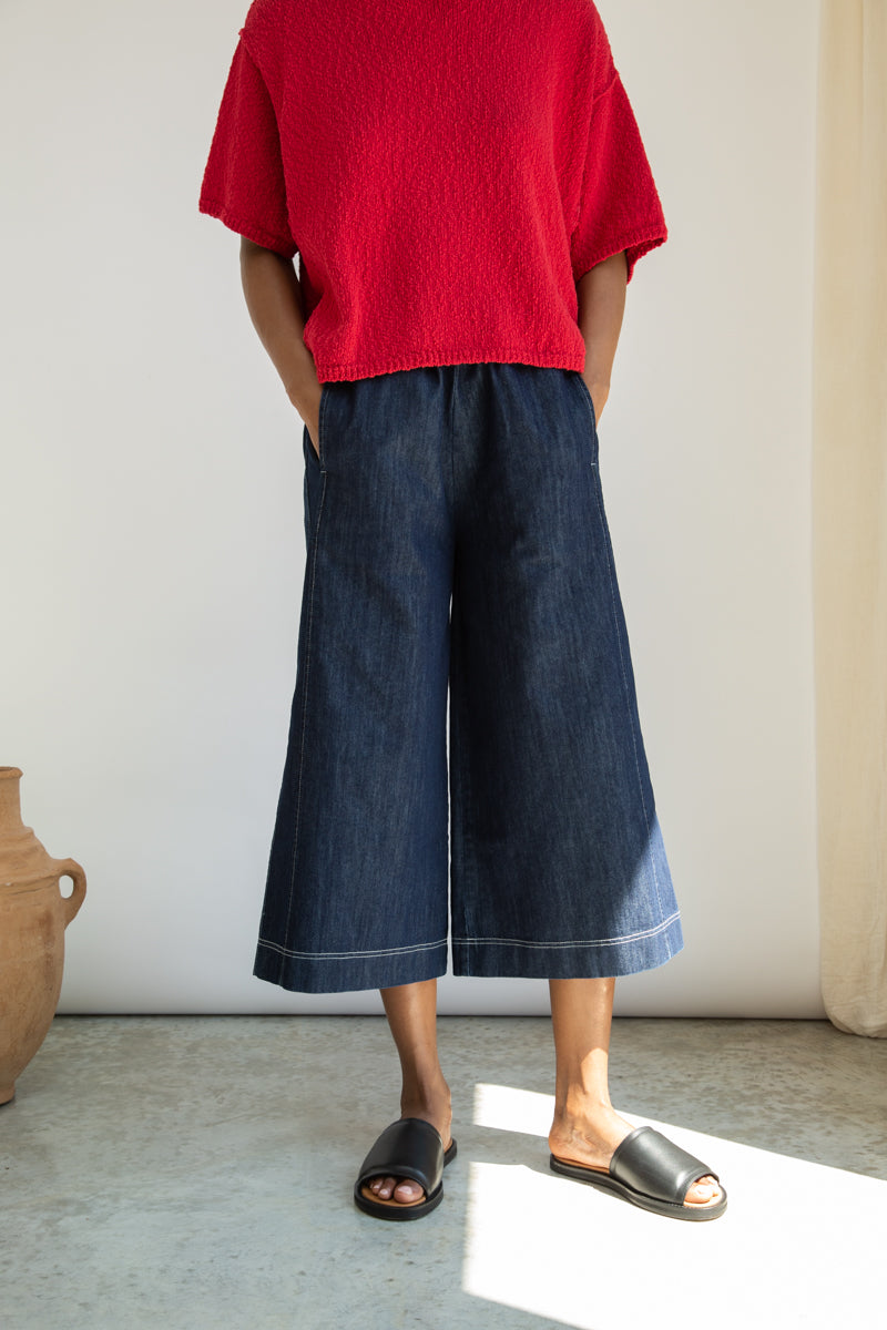 Nicole-Leigh Organic Cotton Denim Trousers in Indigo