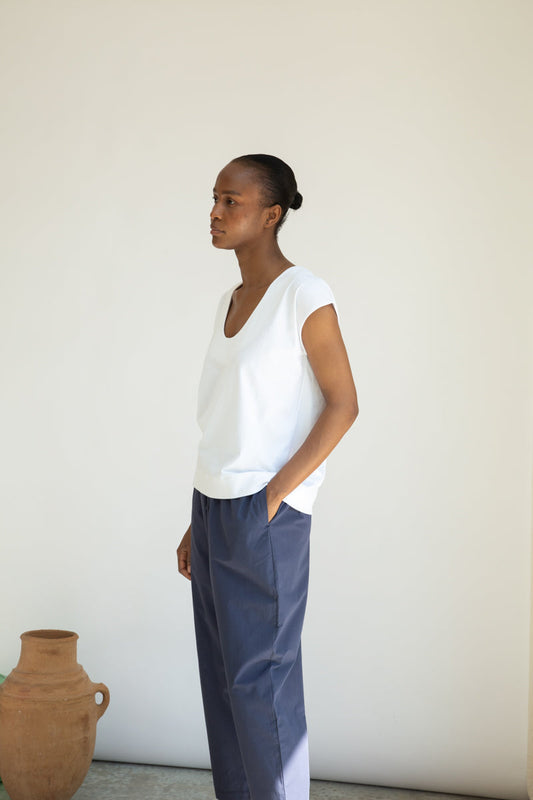 Tamsin Organic Cotton Jersey Top in White