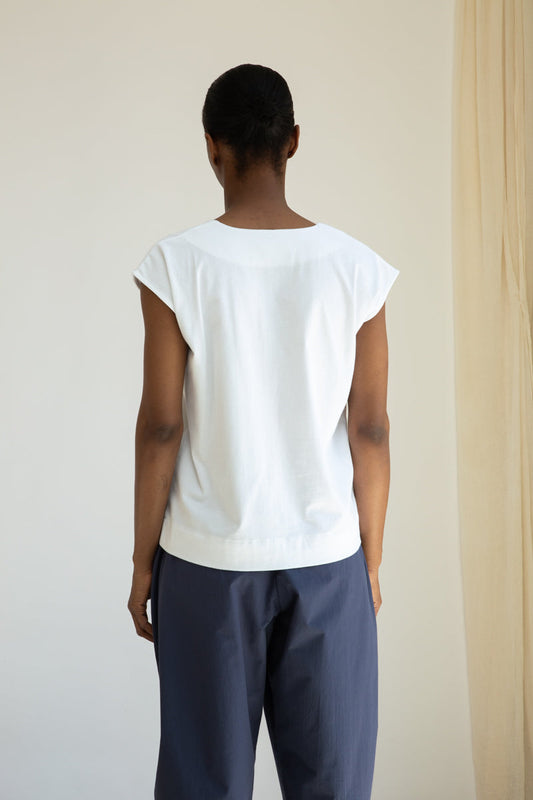 Tamsin Organic Cotton Jersey Top in White