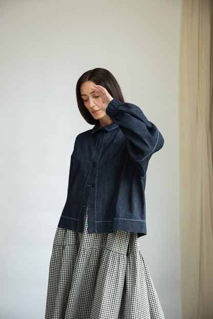 Tierra-Leigh Organic Cotton Denim Overshirt in Indigo