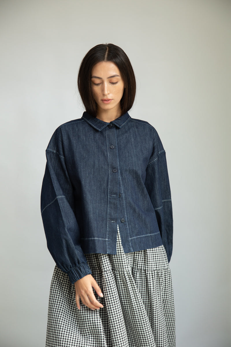 Tierra-Leigh Organic Cotton Denim Overshirt in Indigo