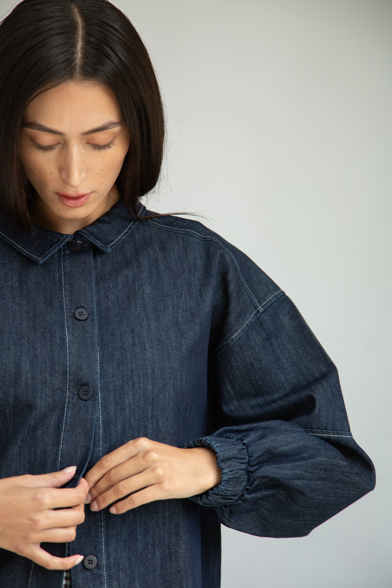 Tierra-Leigh Organic Cotton Denim Overshirt in Indigo