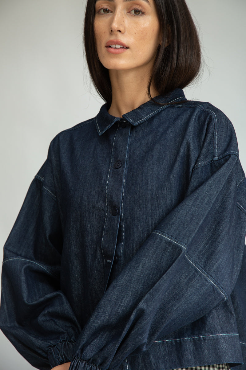 Tierra-Leigh Organic Cotton Denim Overshirt in Indigo