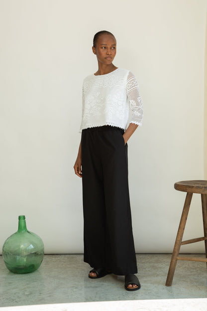 Zoya-May Cotton Linen Trousers in Black