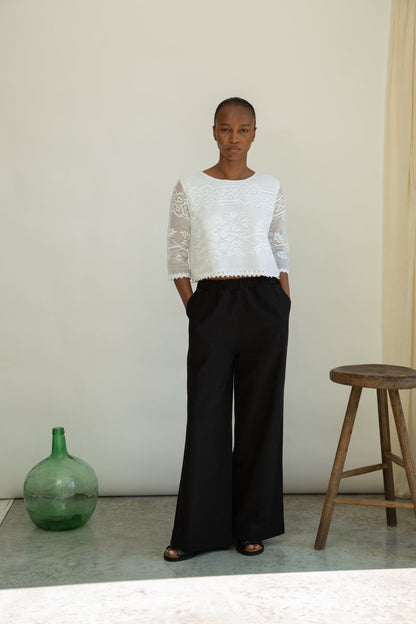 Zoya-May Cotton Linen Trousers in Black