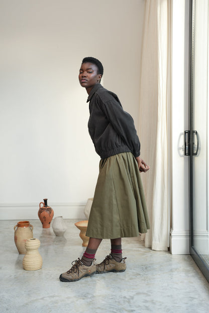 Andie Organic Cotton Corduroy Overshirt in Charcoal
