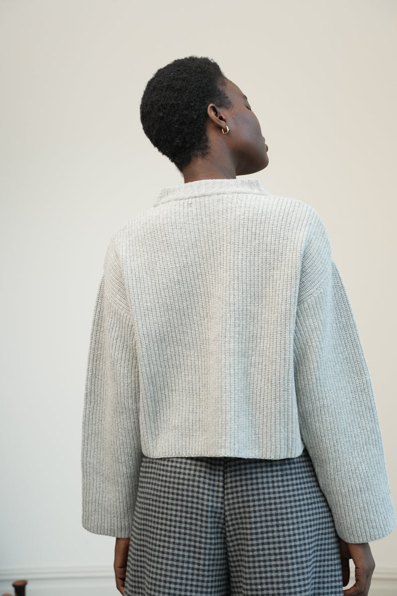 Leo Recycled Wool Knitted Jumper in Grey Marl