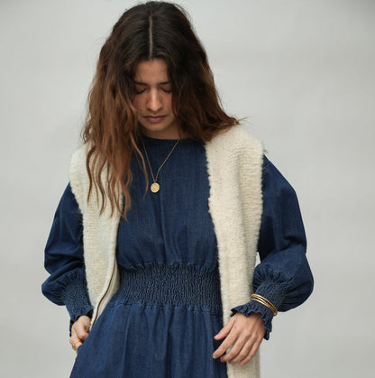 Sidney Wool Knitted Vest in Ecru