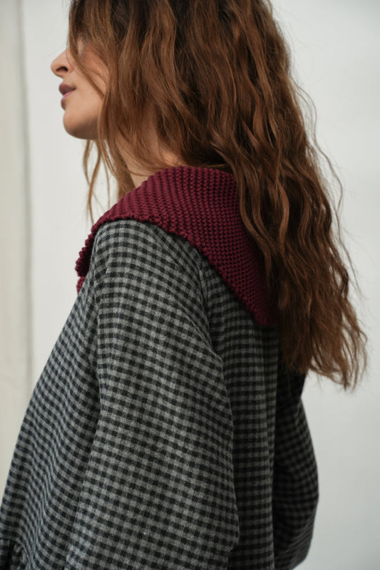 Vivian-Jane Organic Cotton Knitted Scarf in Bordeaux