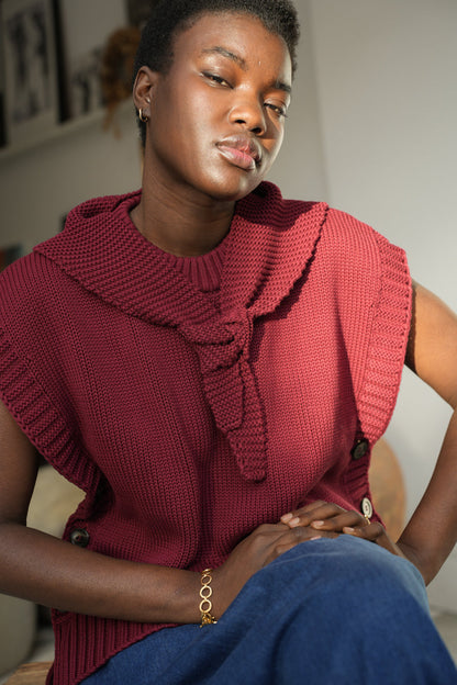 Vivian-Jane Organic Cotton Knitted Scarf in Bordeaux