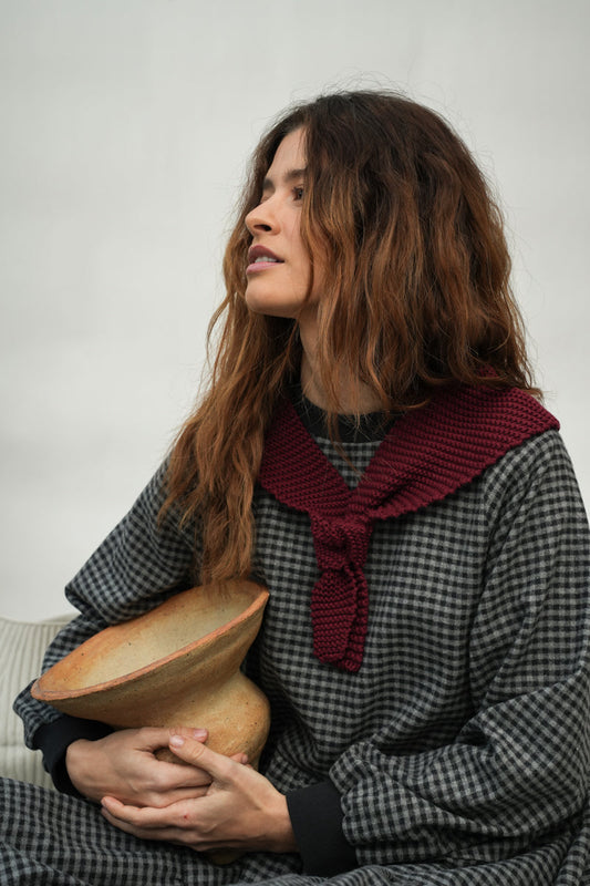Vivian-Jane Organic Cotton Knitted Scarf in Bordeaux