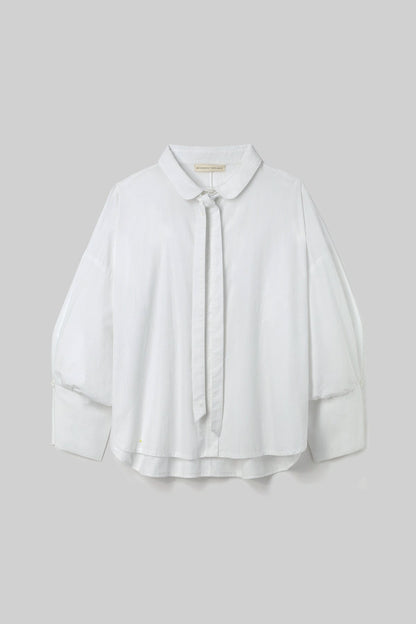 Luna Organic Cotton Poplin and Jersey Shirt in White Regular price