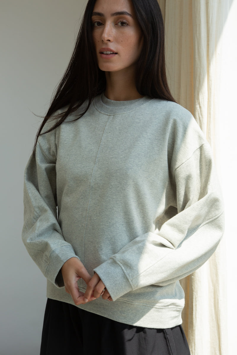 Hattie Organic Cotton Felpe Sweatshirt in Grey Marl
