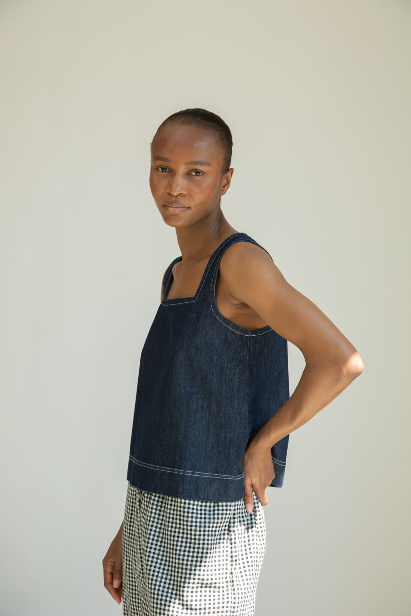 Jess-Leigh Organic Cotton Denim Vest in Indigo