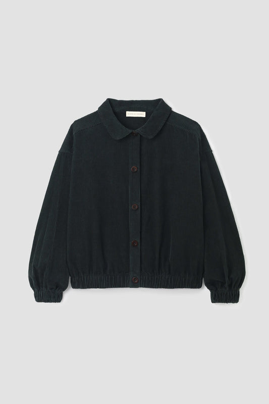 Andie Organic Cotton Corduroy Overshirt in Charcoal