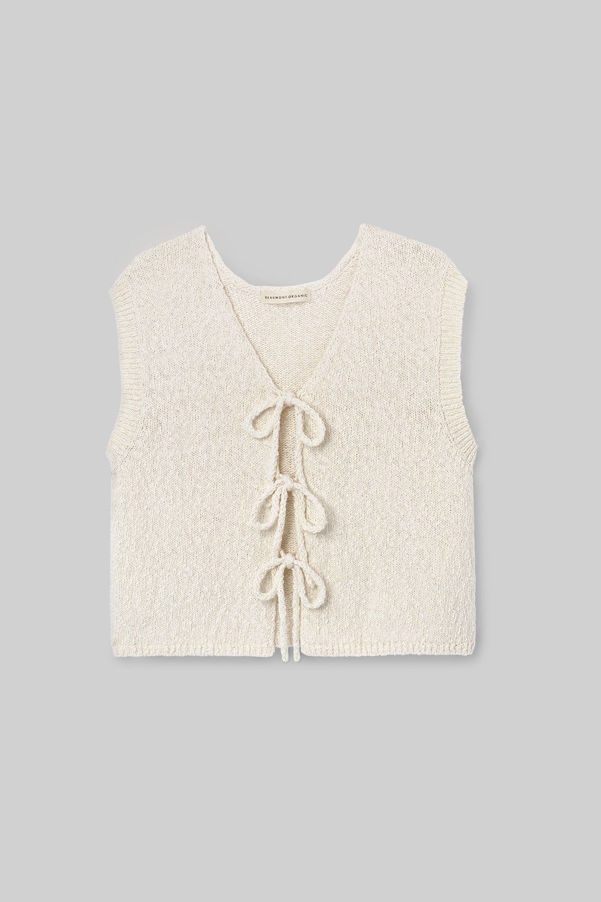 Florence Cotton Linen Knit Vest in Off White