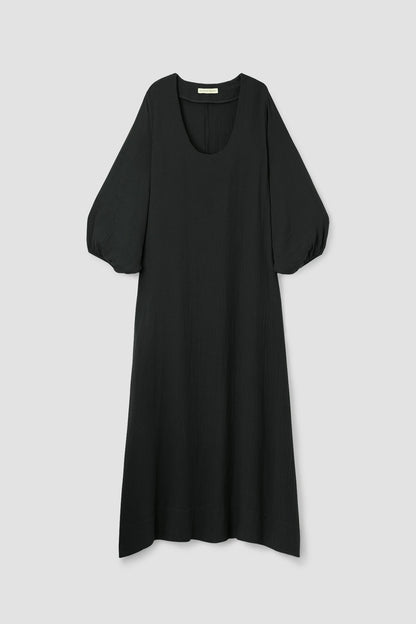 Henrietta Organic Cotton Cheesecloth Dress in Black