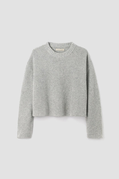 Leo Recycled Wool Knitted Jumper in Grey Marl